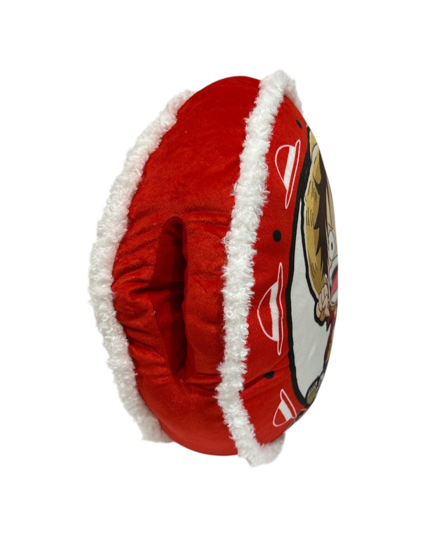 One Piece - Luffy double-sided round throw pillow, fluffy edges, and center hand space