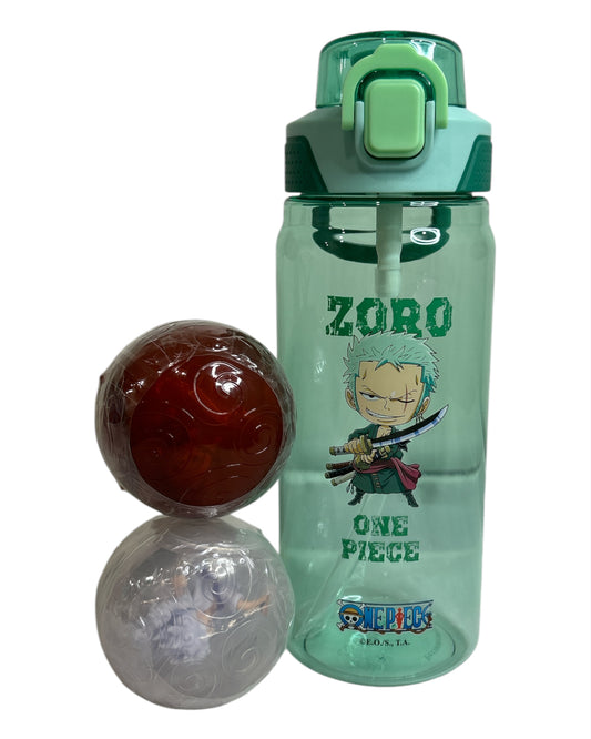 One Piece Zoro Water Bottle and Two Gashapons