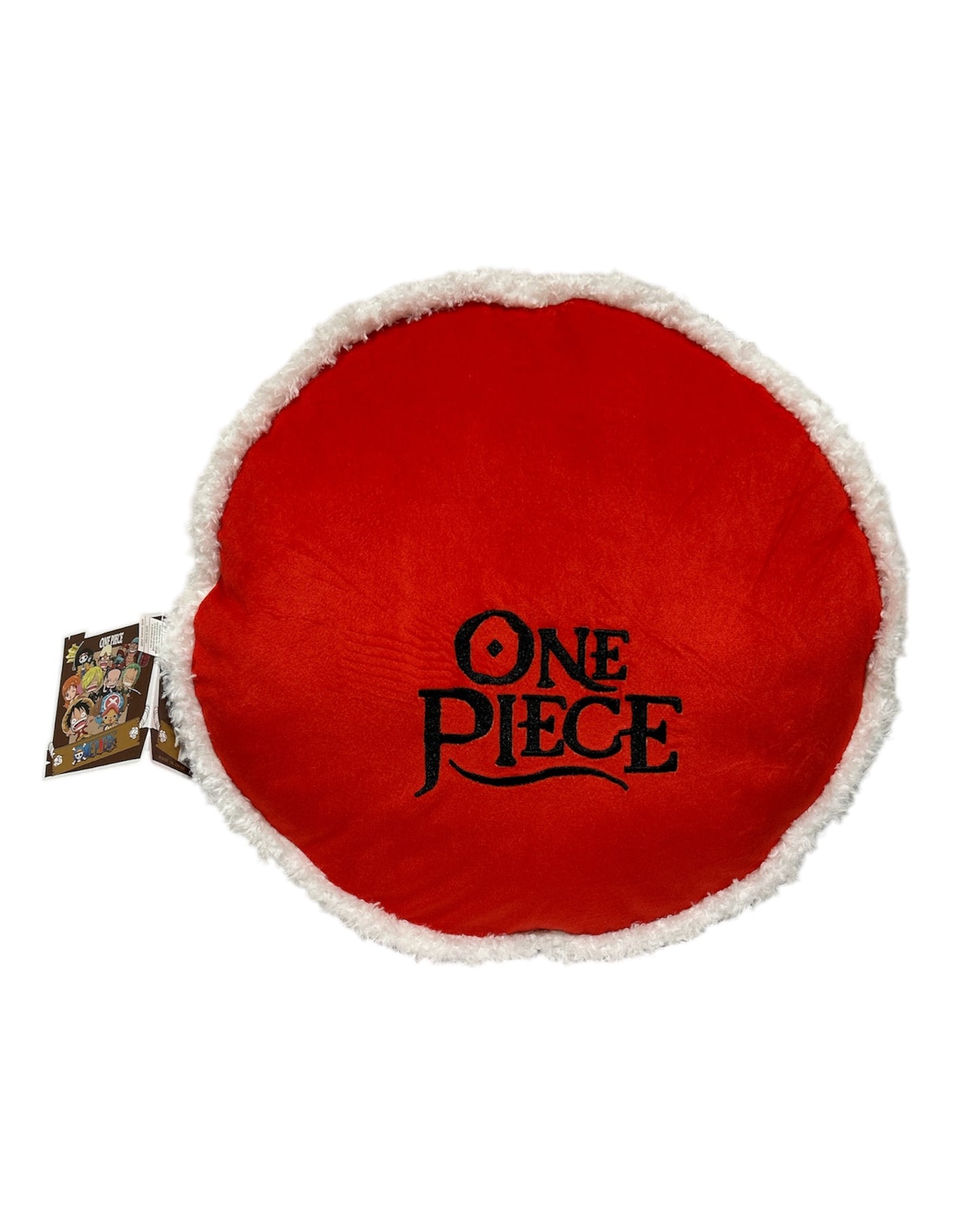 One Piece - Luffy double-sided round throw pillow, fluffy edges, and center hand space